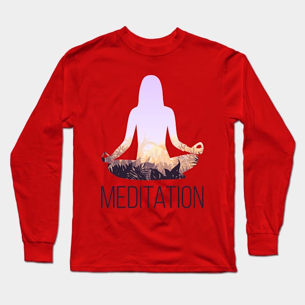 Meditation Long Sleeve T-Shirt by Mako Design 